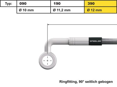 12 mm, Vario Line Banjo Fitting Type 390, 90° Side Bend, ABS Block Stainless Steel