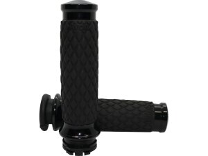 Diamond Contour Grips Black 1" Throttle By Wire