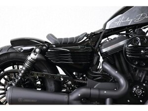 Old School Frame Mounted Solo Seat for Sportster Black Leather