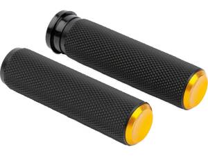 Knurled Fusion Grips Black Rubber, Gold Endcap 1"...