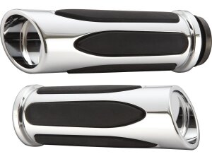 Deep Cut Comfort Grips Chrome 1" Throttle By Wire