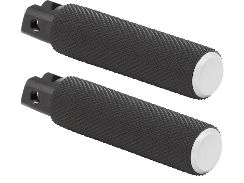 Knurled Rubber Footpegs Black Rubber, Chrome Endcap