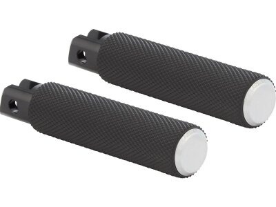 Knurled Rubber Passenger Pegs Black Rubber, Chrome Endcap