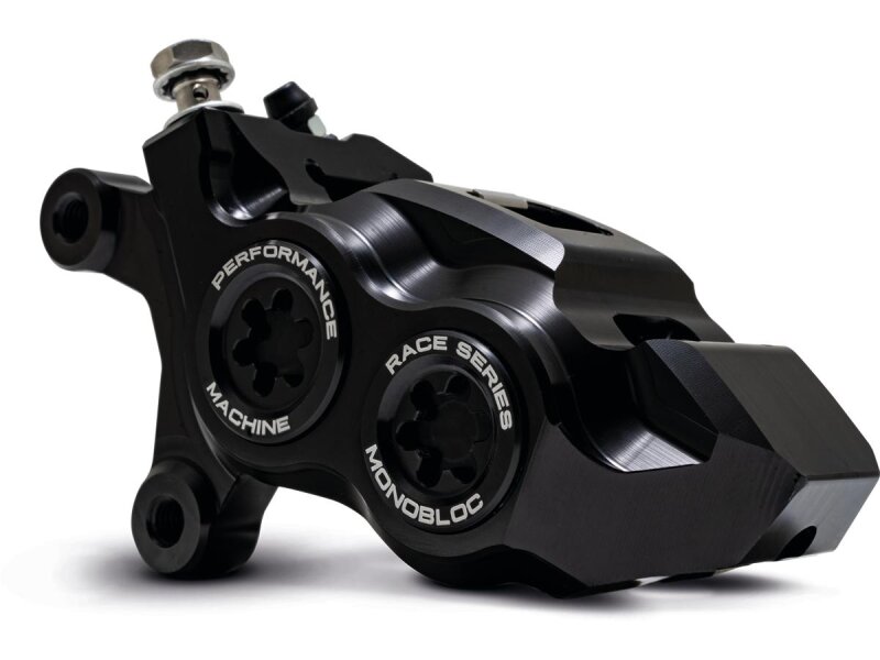 Race Series Monoblock Brake Caliper Black Anodized Billet Bore Caps Black Anodized Front Left