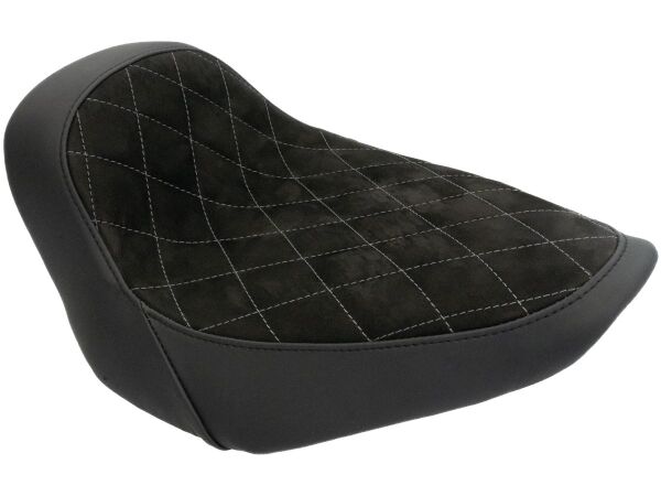 Nubuk Leather Solo Seat Diamond Stitch, For Thunderbike Steel Fender 200/18" and OE Tank (Narrow Frame Models) Black