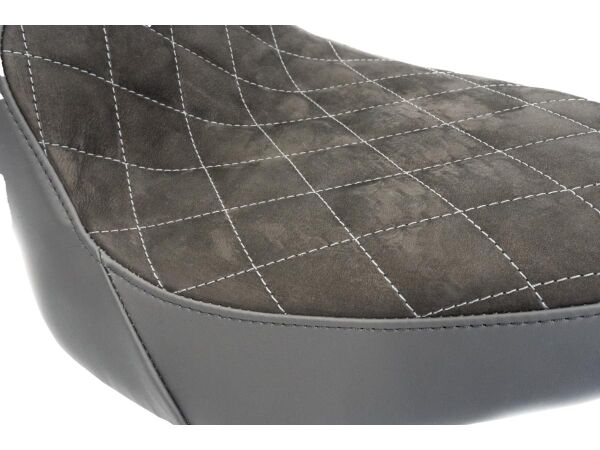 Nubuk Leather Solo Seat Diamond Stitch, For Thunderbike Steel Fender 200/18" and OE Tank (Narrow Frame Models) Black