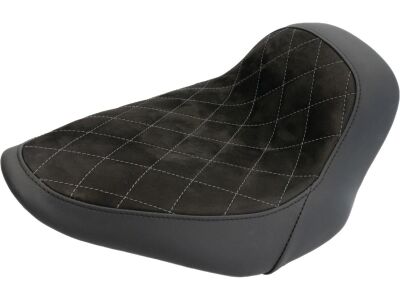 Nubuk Leather Solo Seat Diamond Stitch, For Thunderbike Steel Fender 200/18" and OE Tank (Narrow Frame Models) Black