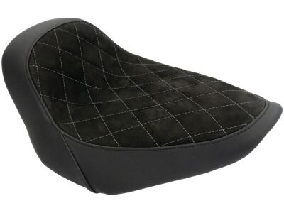 Nubuk Leather Solo Seat Diamond Stitch, For Thunderbike Steel Fender 200/18" and OE Tank (Narrow Frame Models) Black