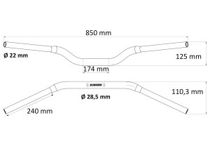 Handlebar D28.5x4 L856 Blk