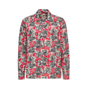 King Kerosin AOP shirt off dark red Size S