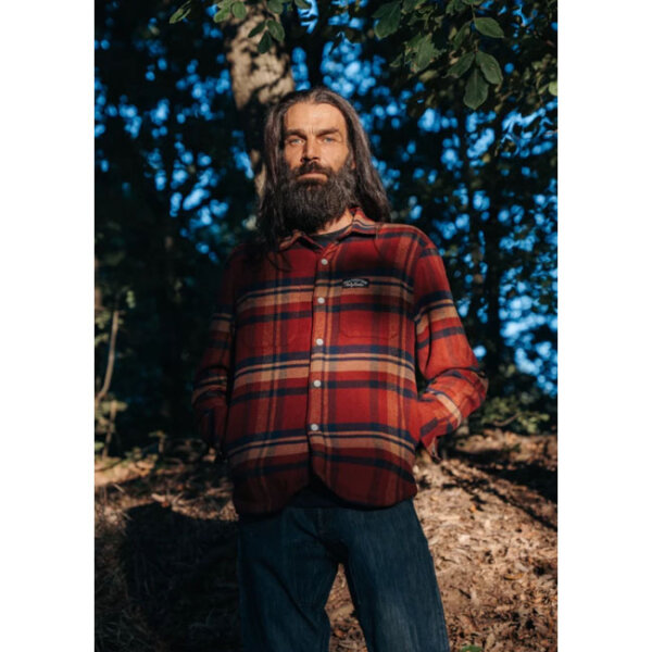 Holy Freedom Redford lined shirt red Size M
