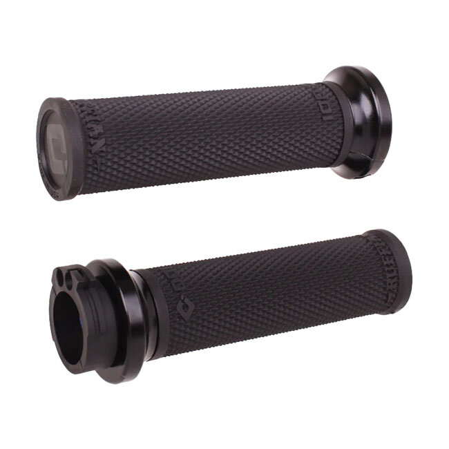 ODI, V-twin lock-on cable Ruffian-HD grips. Black/Black