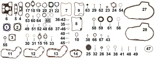 5pck Upper rocker cvr gasket XL86-90 (IT)