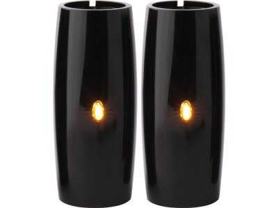 Athene Upper Fork Covers with integrated Turn Signals Black Gloss Powder Coated