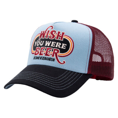 King Kerosin Wish You Were Beer Trucker cap skyblue/black One size fits most