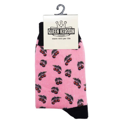 Queen Kerosin Cherries socks rose Size 36-38