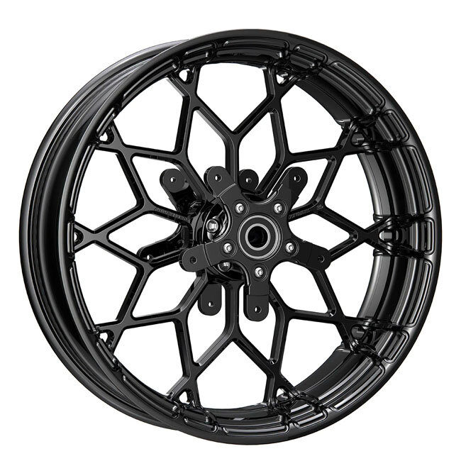 Arlen Ness, 18x5.5 Fat Factory \\\\Prodigy\\\\ wheel. Front. Black
