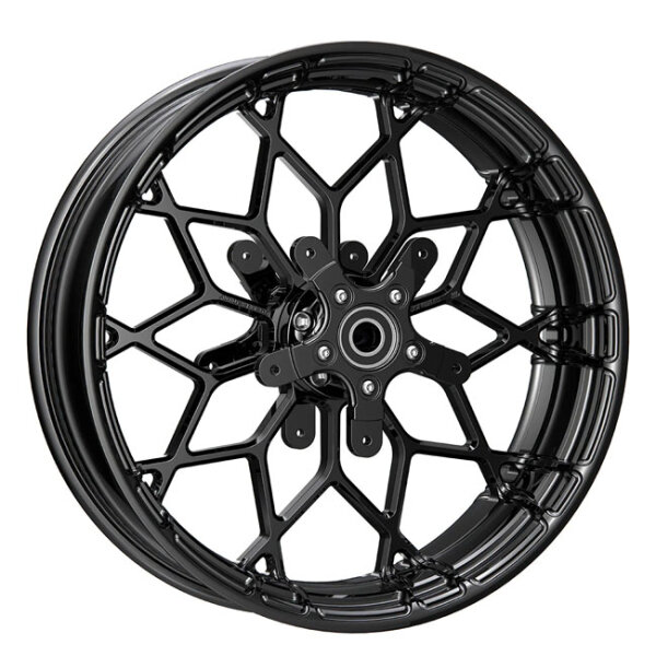 Arlen Ness, 18x5.5 Fat Factory \\\\Prodigy\\\\ wheel. Front. Black