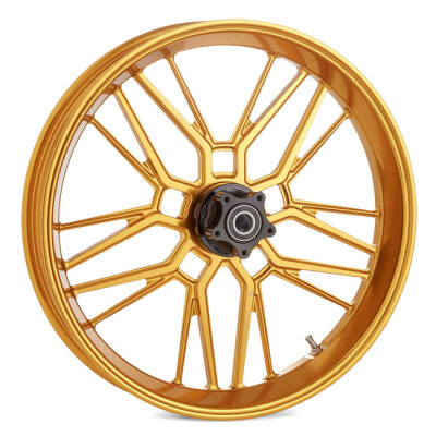 Arlen Ness, rim Split Spoke 21 x 5.5"""". Front. Gold