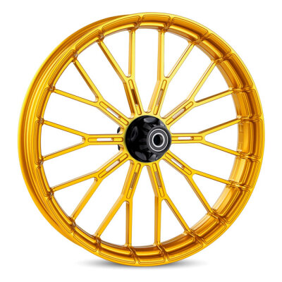 Arlen Ness, rim Y-Spoke 21 x 5.5"""". Front. Gold