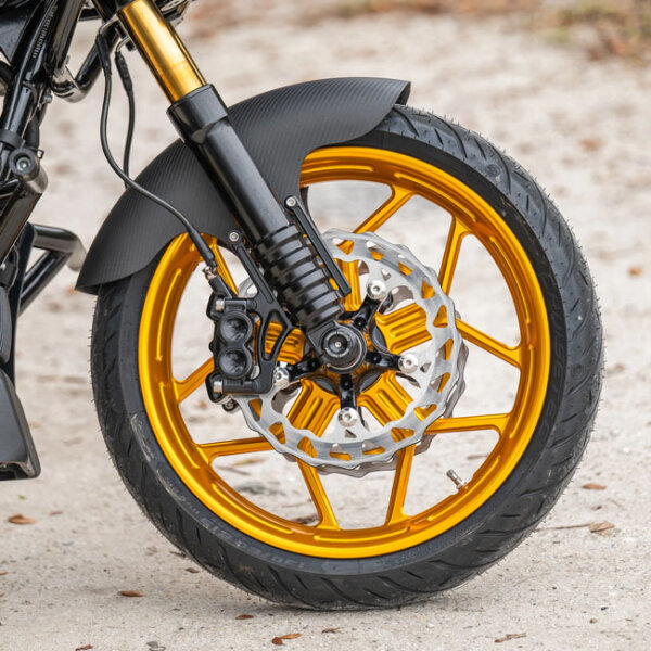 Arlen Ness, Speed 5 rim 21 x 3.5"""". Front. Gold