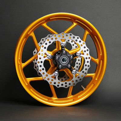 Arlen Ness, Speed 5 rim 21 x 3.5"""". Front. Gold