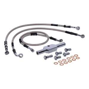 MCS by Goodridge brake line front, stainless clear coated