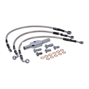 MCS by Goodridge brake line front, stainless clear coated