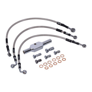 MCS by Goodridge brake line front, stainless clear coated