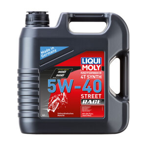 ** Liqui Moly, 4T Synthetic 5W-40 Street Race motor oil. 4L