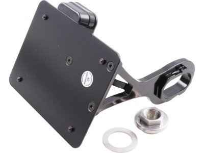 Sidemount License Plate Bracket Kit Switzerland 180 x 140 mm Black Powder Coated