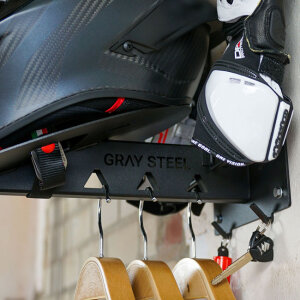 Gray Steel X7 Helmet Gear Wall Mount matt black