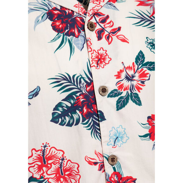 King Kerosin Hibiscus Hawaii shirt off white Size M
