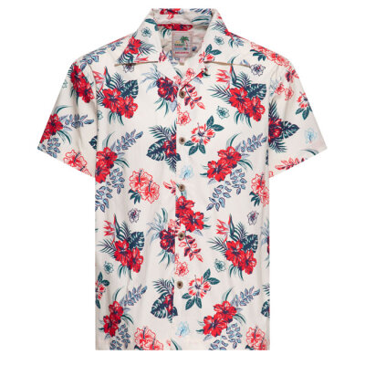 King Kerosin Hibiscus Hawaii shirt off white Size M