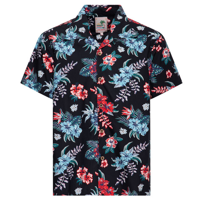 King Kerosin Hibiscus Hawaii shirt black Size M