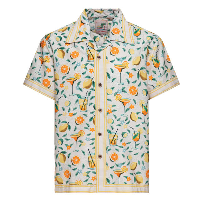 King Kerosin Hawaii Citrus Cocktail shirt creme Size M