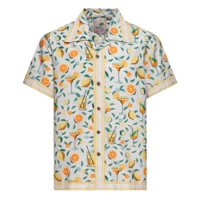 King Kerosin Hawaii Citrus Cocktail shirt creme Size M