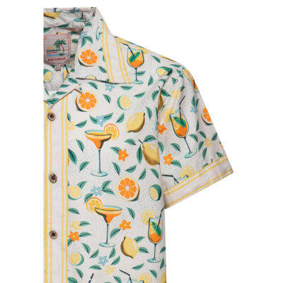 King Kerosin Hawaii Citrus Cocktail shirt creme Size M