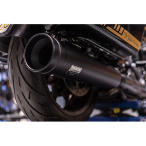 Track Series, 2-1 slip-on muffler. Black. Big Shot