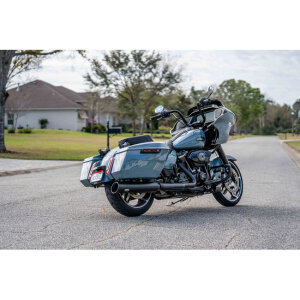 Track Series, 2-1 slip-on muffler. Black. Slash Cut