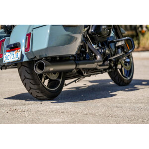 Track Series, 2-1 slip-on muffler. Black. Slash Cut