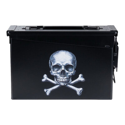 Army Surplus Ammo Skull and Bones box black