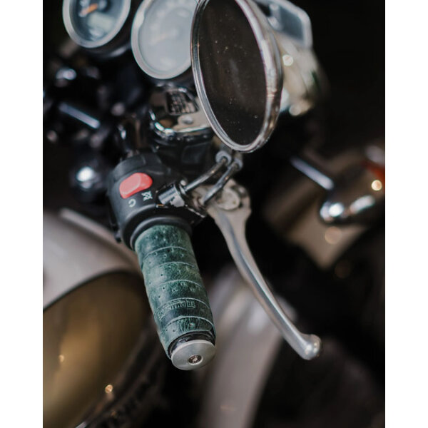 Trip Machine, handlebar grip wraps. Forest Green perforated