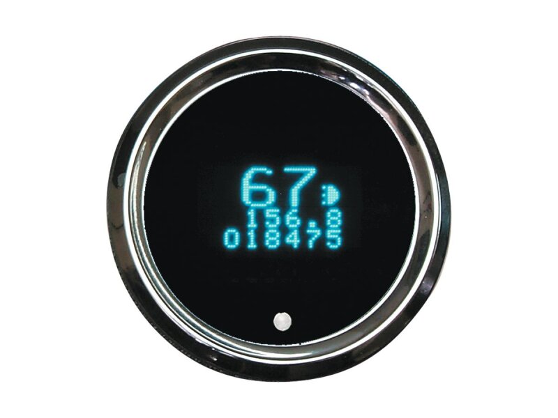 Round Mini Speedo/Tacho Combo Instrument Scale: 255 mph; 255 km/h; Scale Color: black Chrome 52.3875 mm