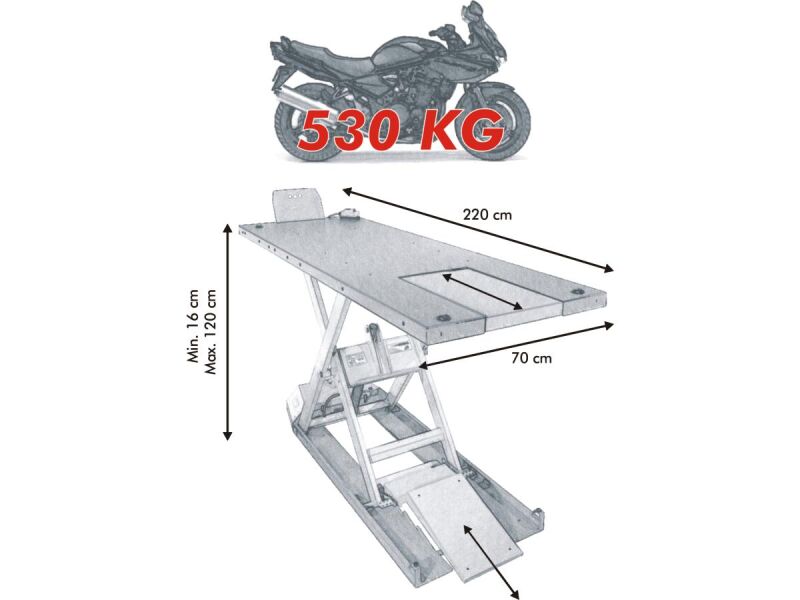 EH 530 Motorcycle Lift Red