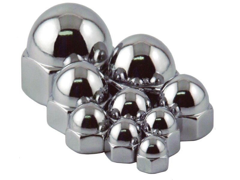 Flat Crown Acorn Nut Pack Chrome 1/4"-20 UNC