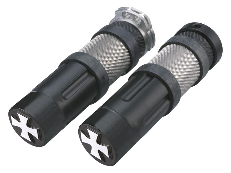 Young Gun Cross Grips Flat Black 1" Throttle Cables