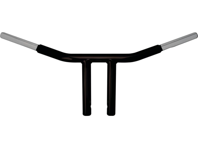 8 Chubby Chopper T-Bar Handlebar Non-Dimpled 3-Hole Black 1 1/4" Throttle By Wire Throttle Cables