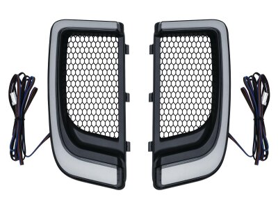 LED Tracer Fairing Lower Grills Black Satin White LED