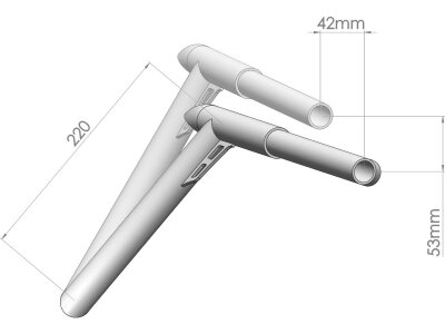 220 Reduced Reach Rick Rod Handlebar for Road Glide Relocated 42mm, Lowered 53mm Non-Dimpled 3-Hole Stainless Steel Polished 1 1/4" Throttle By Wire Throttle Cables